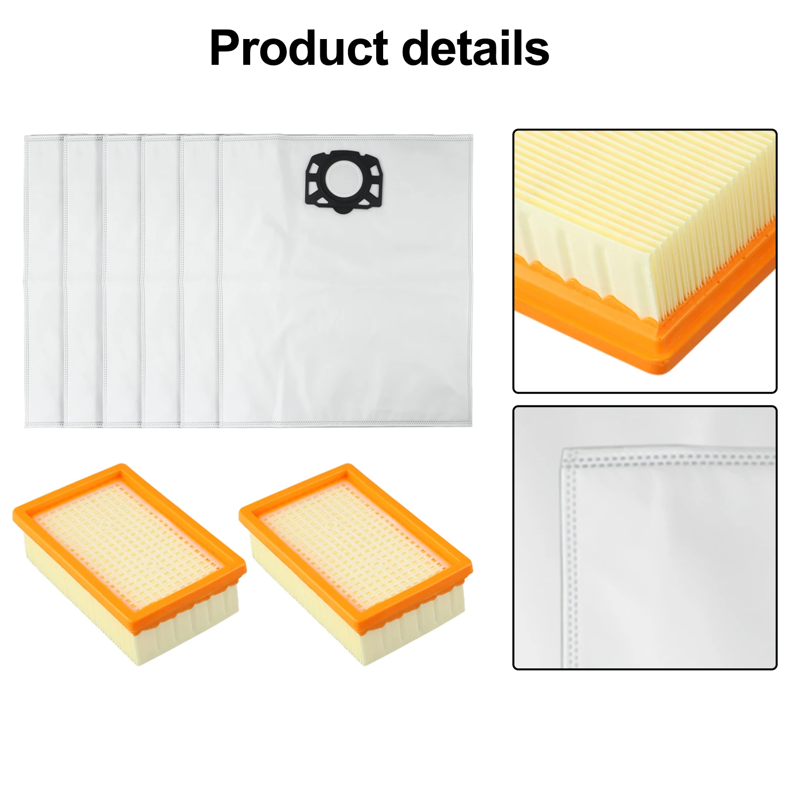 8 قطعة كيس لجميع الغبار مجموعة مرشحات ل كارشر WD4 WD5 WD6 MV4 MV5 SW5.100 SE 6.100 استبدال أجزاء المكنسة الكهربائية