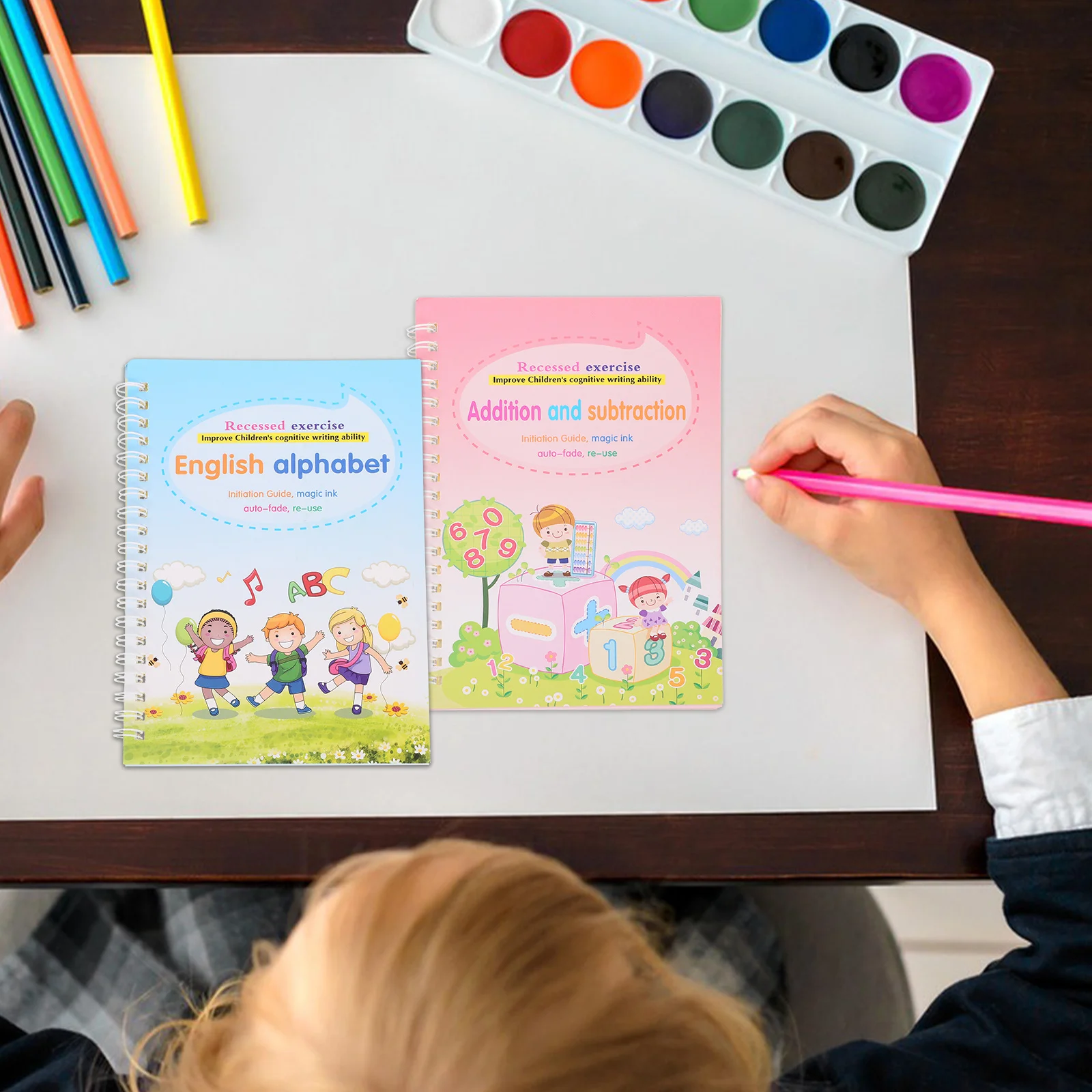 

1Set Handwriting Copybook Grooved Practice Book Calligraphy Training Tool for Kids Preschool Writing Skills Development