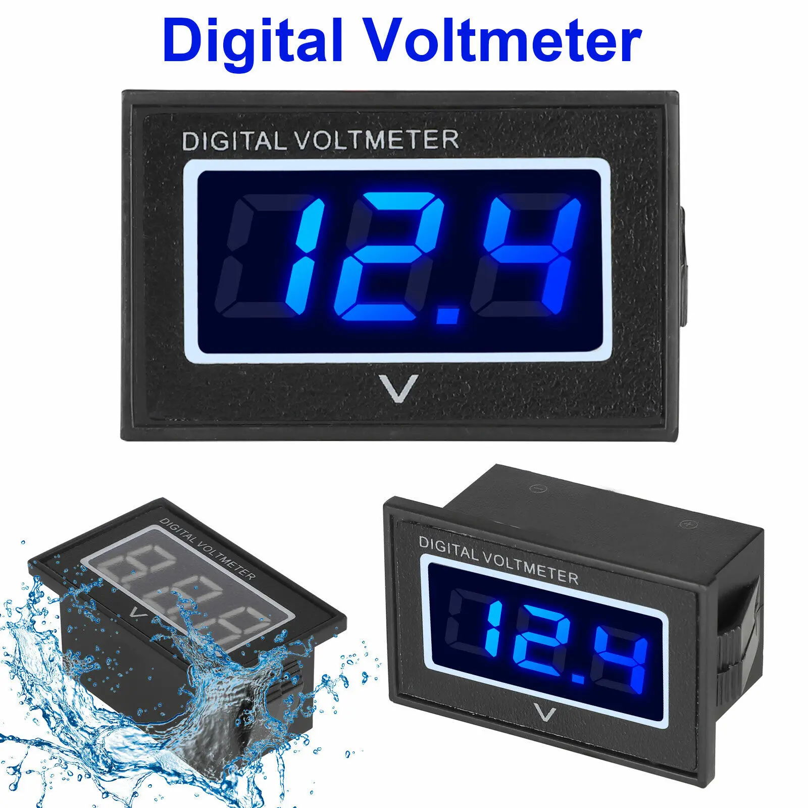 DC15-120V Digital Voltmeter for Electric Vehicles LCD Display Reverse Connection Protection Waterproof