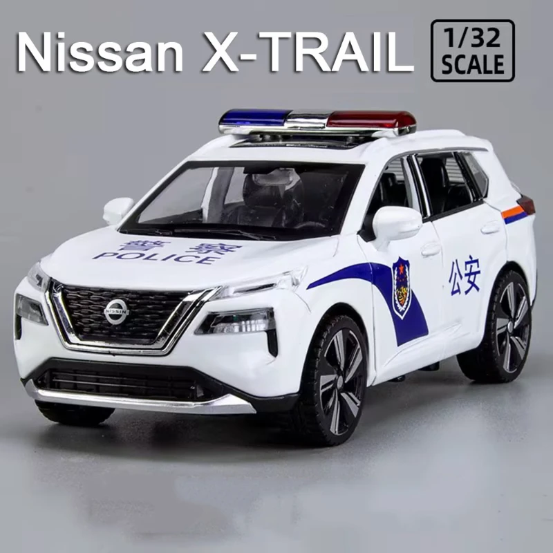 1:32 Nissan X-TRAIL modelos juguetes coches de policía aleación 6 puertas abiertas vehículos en miniatura rueda tirar hacia atrás coche juguete regalos del Día de los niños