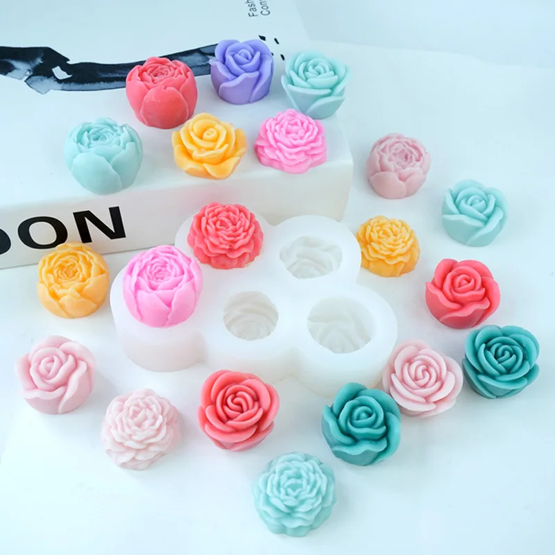 5 teile/satz Blume Kerze Silikon Form DIY Rose Pfingstrose Blume Seife Gips Handwerk Harz Form Urlaub Dekoration Hochzeit Geschenk