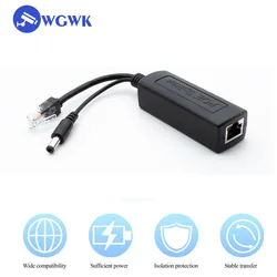 Wgwk poe divisor 48v poe para saída dc 12v conectores cabo adaptador para câmera ip de rede/ap sem fio/cctv/arduino com ethernet