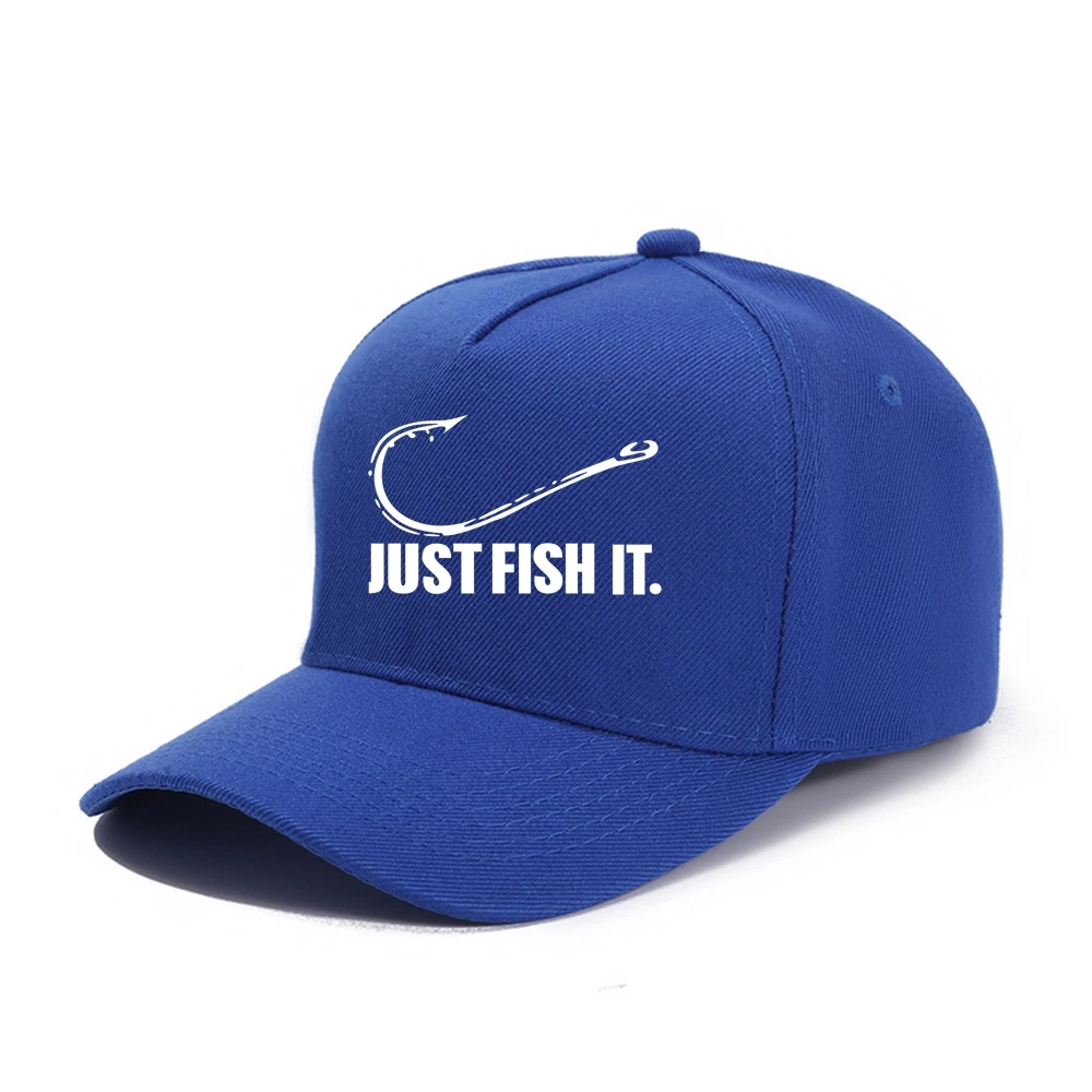 Fishing Hobbyist Just Fish It Funny Baseball Cap Peaked Cap Adjustable Unisex Spring Summer Dad Hat Shade Sport Baseball Hats