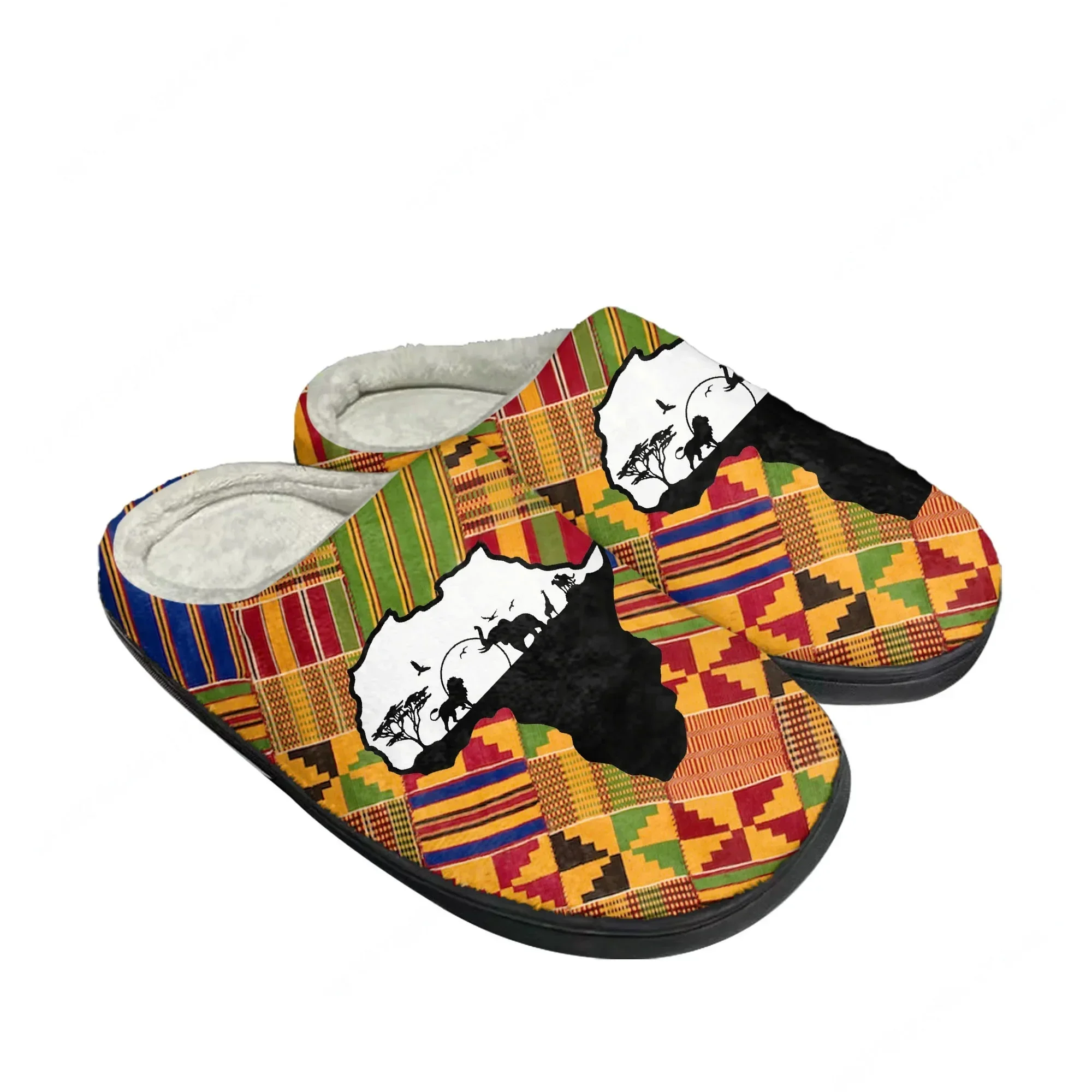 

African Ethnic Culture Design Home Cotton Slippers Mens Womens Plush Bedroom Casual Keep Warm Shoes Thermal Slipper Custom Shoe