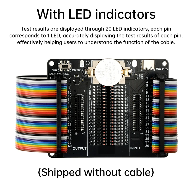 JTAG Cable Test Board 2x20pin 2.54mm/1.27mm Cable Test Board Detects Short Circuit And Open Circuit Faults Led Indicator Light