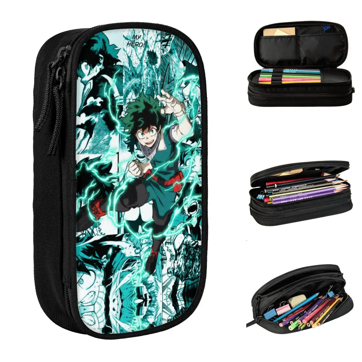 Izuku Midoriya Pencil Cases My Hero Academia Pencil Pouch Pen Holder Large Storage Bags School Supplies Zipper Stationery