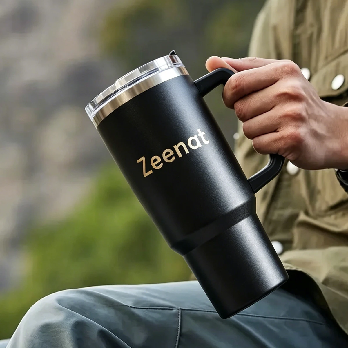 Personalized 40 Oz Tumbler with Handle, Custom Name Gift for Women Dad Mom for Father’s Day Mother’s Day Birthday Housewarming