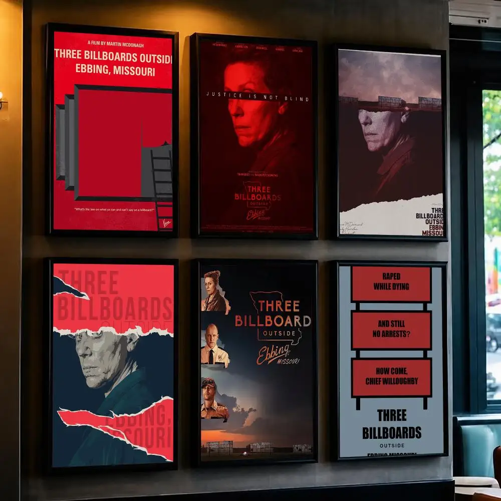 classic movie T-Three Billboards Outside-E Poster Removable Wall Sticker for Home Cafe Bar Office Interior Decor