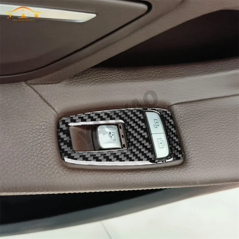 Carbon Fiber Window Lift Switch Button Frame Cover Trim For BMW 7 Series G11 G12 2015-2022 Decorate Accessories