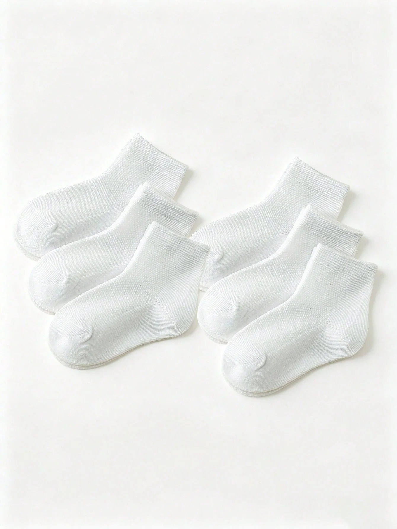 6 Pairs of Children's White Mesh Ankle Socks, Soft and Breathable Sports Short Socks Are Suitable for Boys and Girls' Daily Outfits view 5