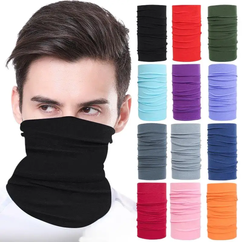 Factory Whosales Solid Color Breathable Cycling Face Mask Dustproof Bandana Muliti Tube Neck Warmer Gaiter Balaclava by random