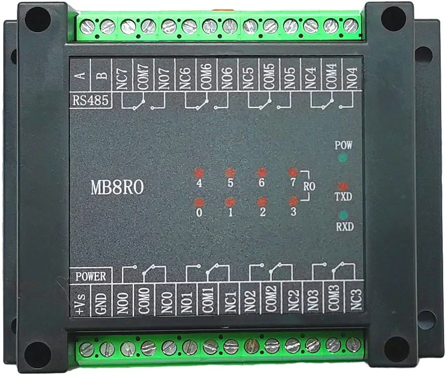 Switching Output Module 8-way Relay Output Isolated RS485 MODBUS RTU Communication