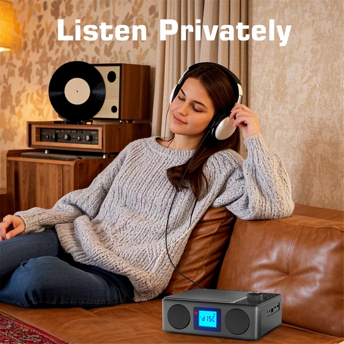 

2025+Portable CD Player Wireless Bluetooth Audio Speaker FM Radio Music Player with Alarm Clock EU Plug