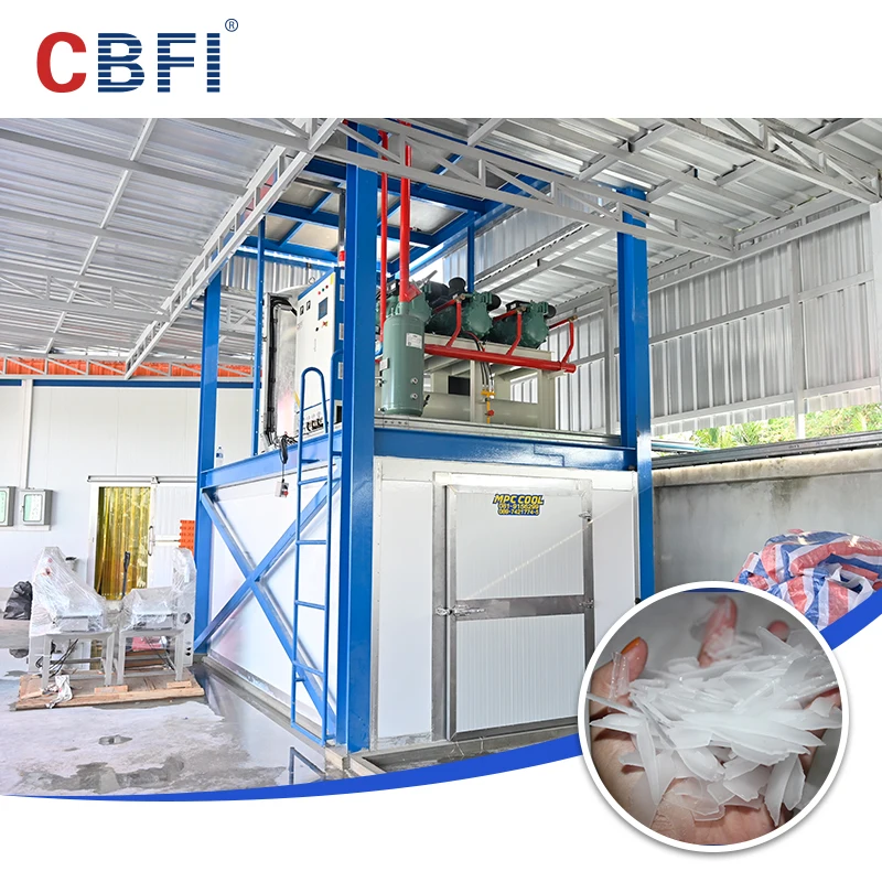 30Tons 60Tons 120Tons  Industrial Concrete Fish Slaughter Cooling Flake Ice Maker Machine Rake Ice System with Ice Storage