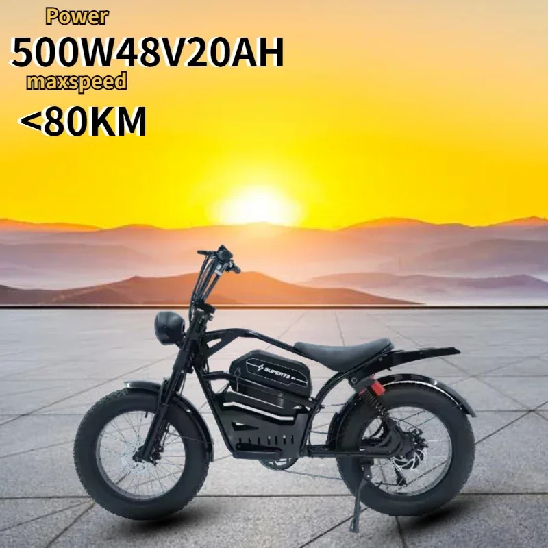 Electric motorcycle 20 inches 500W 48V 20AH lithium battery off-road snow electric motorcycle adult city electric bicycle