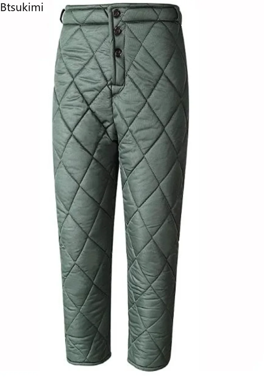 New Winter Warm Thicken Cotton-padded Pants Men's High Waist Casual Cold-proof Trouser Men Outdoor Snow Wear Basic Thermal Pants