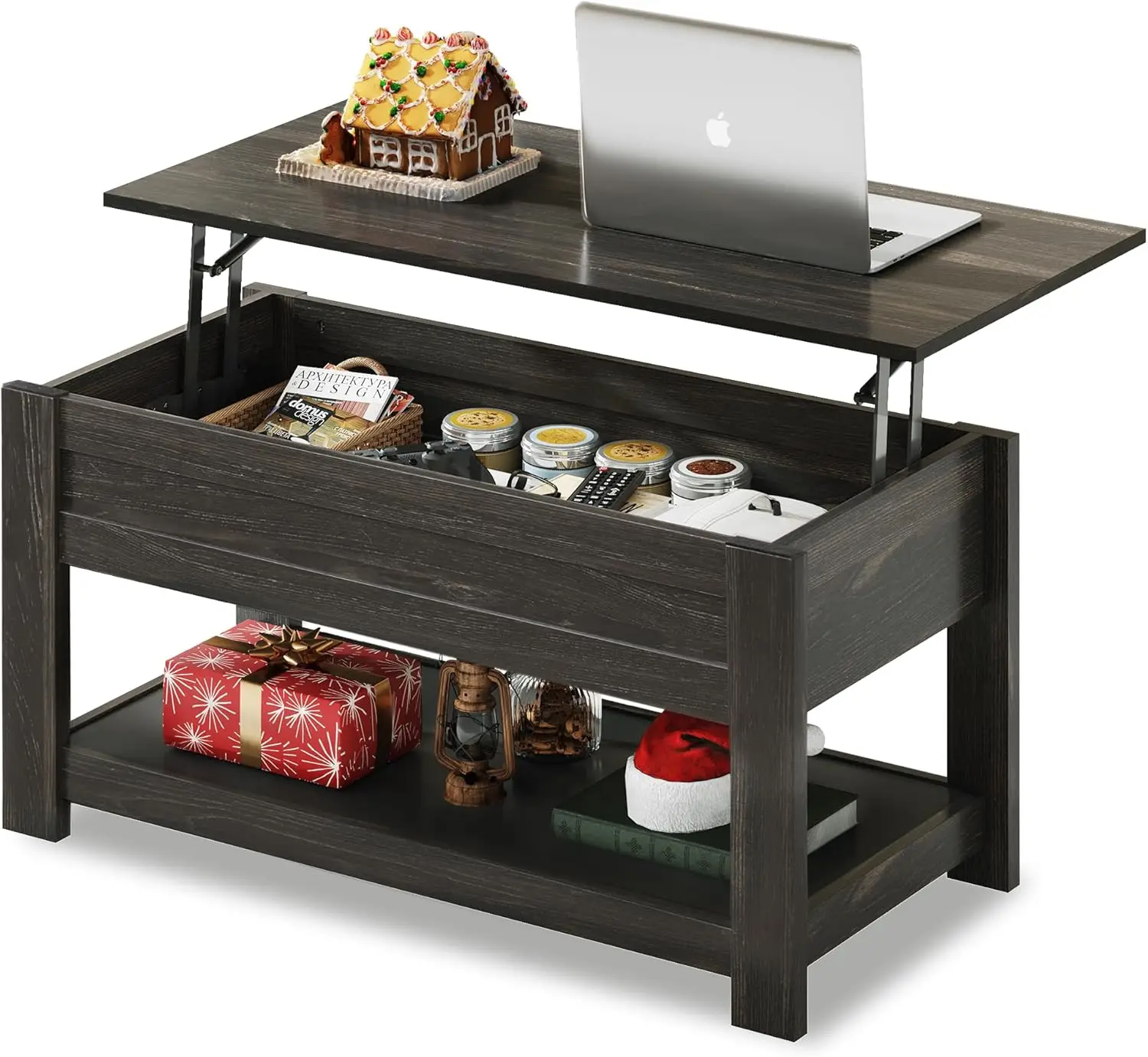 Coffee Table,  Lift Top Coffee Table with Hidden Compartment and Storage Shelf for Living Room