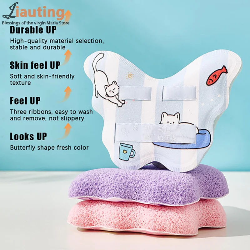 Butterfly Wash Face Puff Zachte spons Gezichtsexfoliërende bladerdeeg Schuimend voor diepe reiniging Geschikt voor make-up verwijderen en wassen