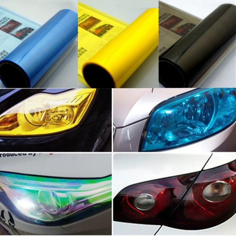 30*200cm Car Headlight Tint Fog Light Taillight Waterproof Stickers Auto Fog Light Taillight Smoke Black Tailing Lamp Stickers