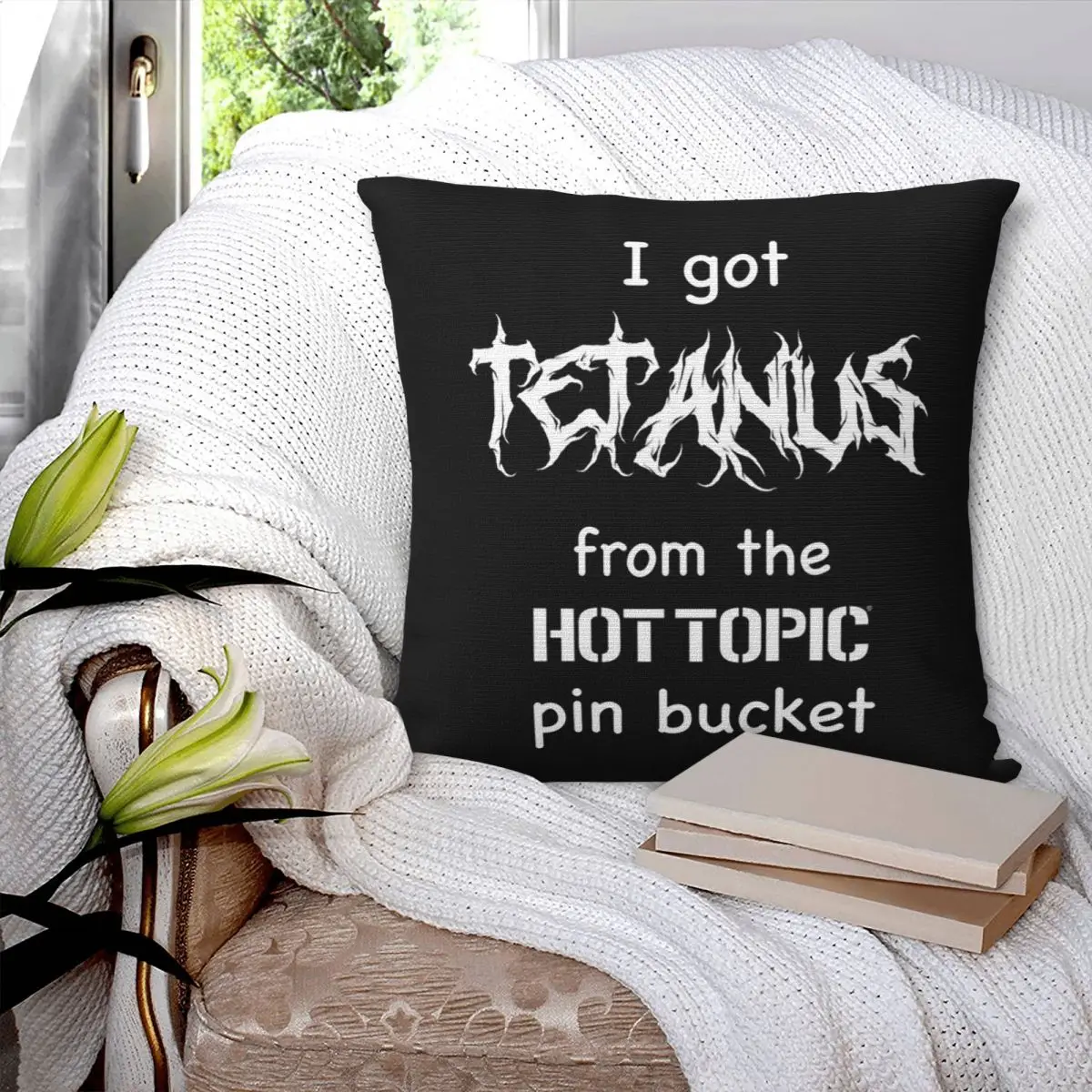 I Got Tetanus From The Hot Topic Pin Bucket Square Pillowcase Pillow Cover Cushion Zip Comfort Throw Pillow for Home Bedroom