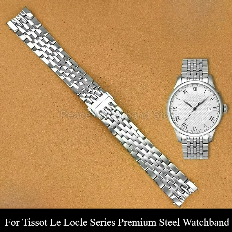 حزام ساعة من الفولاذ الفاخر ذو ملمس ناعم مريح لتيسو لو لوكل T099207 T006 T006408A T006407B فضي 19 ملم