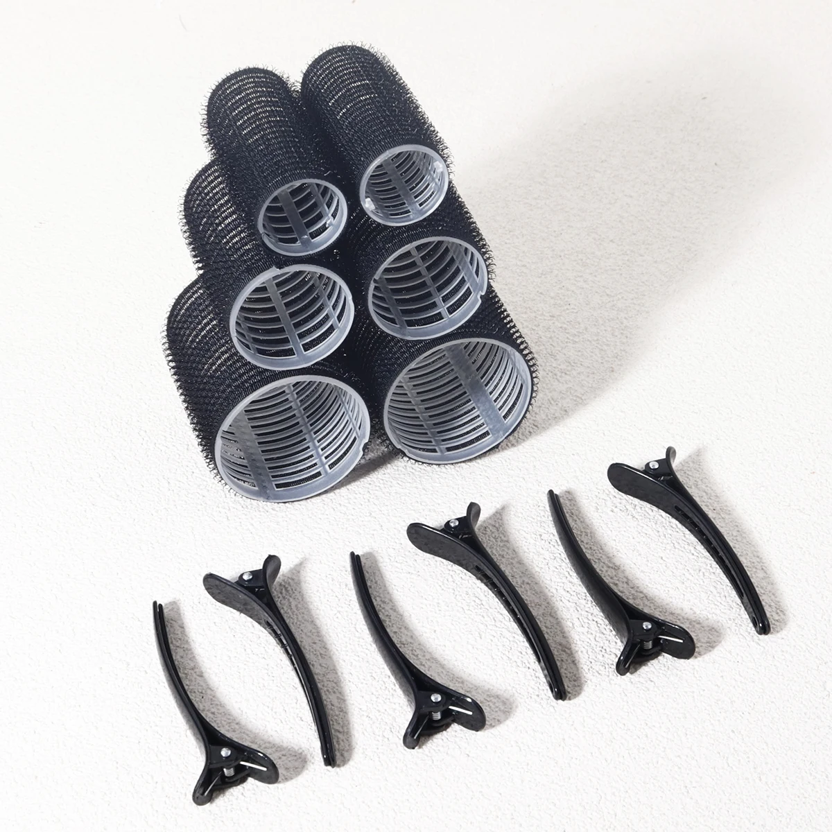 12pcs Self Held Curler Set, Including 6 Curlers and 6 Clips, Suitable for DIY Hairstyle Design, Special for Real Hair Wigs