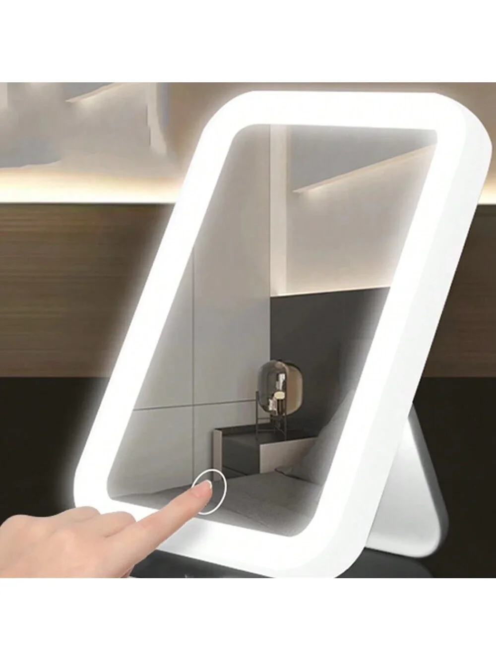 1PC Lustro do makijażu LED z ekranem dotykowym 3 lekkie przenośne pionowe składane lusterko do makijażu, lusterko do makijażu w akademiku, lusterko do makijażu Mirro
