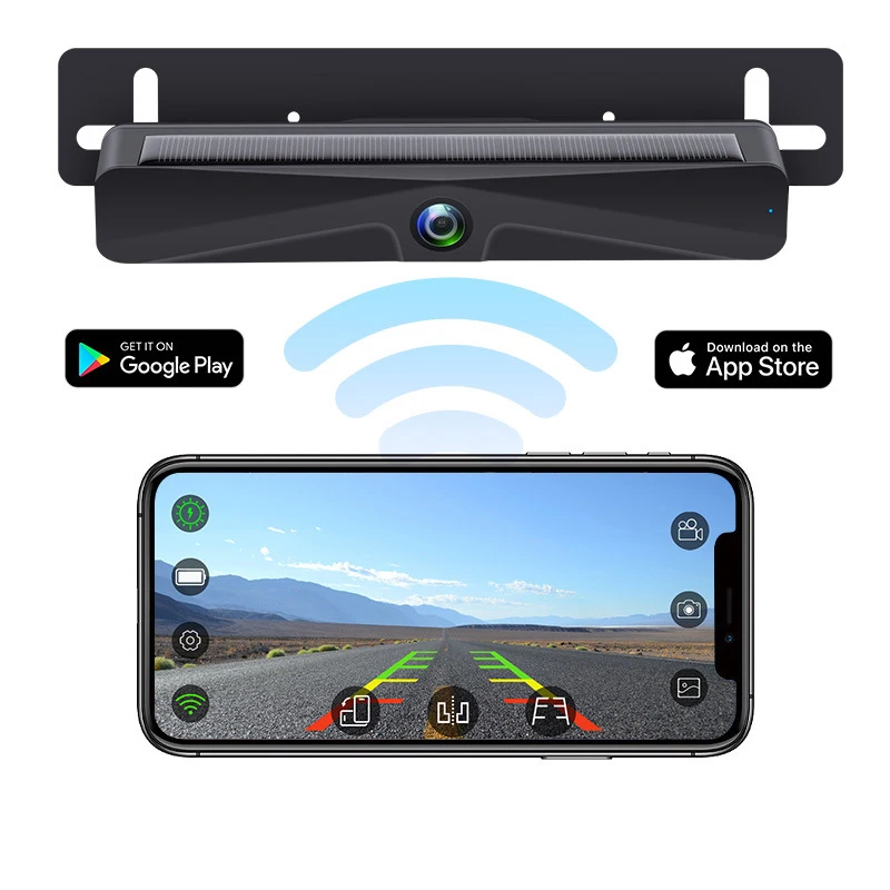 WIFI Wireless Car Camera License Plate Wireless Reverse Image Android IOS Solar Wireless Camera Suitable for Cars and Trucks