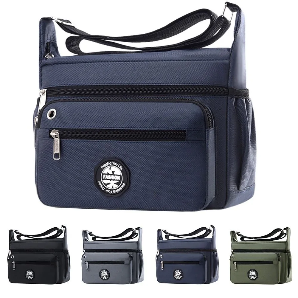 

Luxury Nylon Korean Style Nylon Bag Multi-layer Square Shape Travel Crossbody Bags Large Capacity Zipper Storage Pocket Men