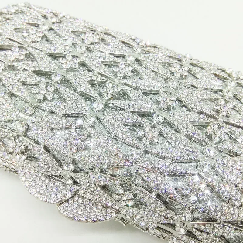 Boutique De FGG Luxury Crystal Clutch Evening Bags for Women Formal Party Silver Rhinestone Minaudiere Handbags and Purses - view 2