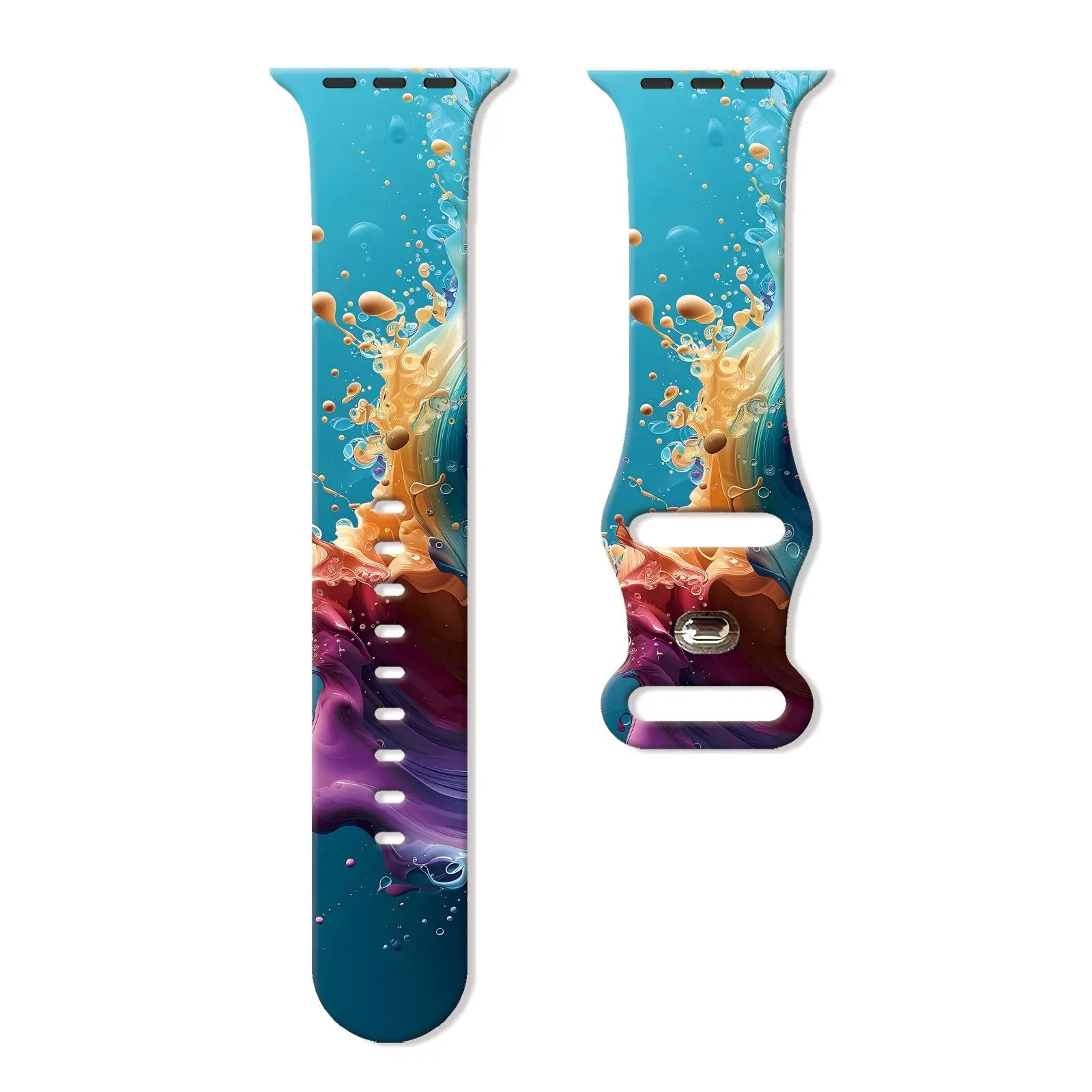 

Fluid Paint Print Strap for Apple Watch Series 10/9/8/7/6/SE,Pattern Silicone Replacement Band for 38mm/40mm/41mm/42mm/44mm/45mm