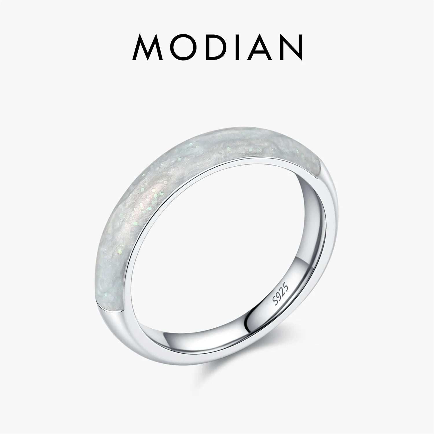

MODIAN 925 Sterling Silver High-End Minimalist Geometric Enamel Daily Wear Finger Rings For Women Fine Jewelry
