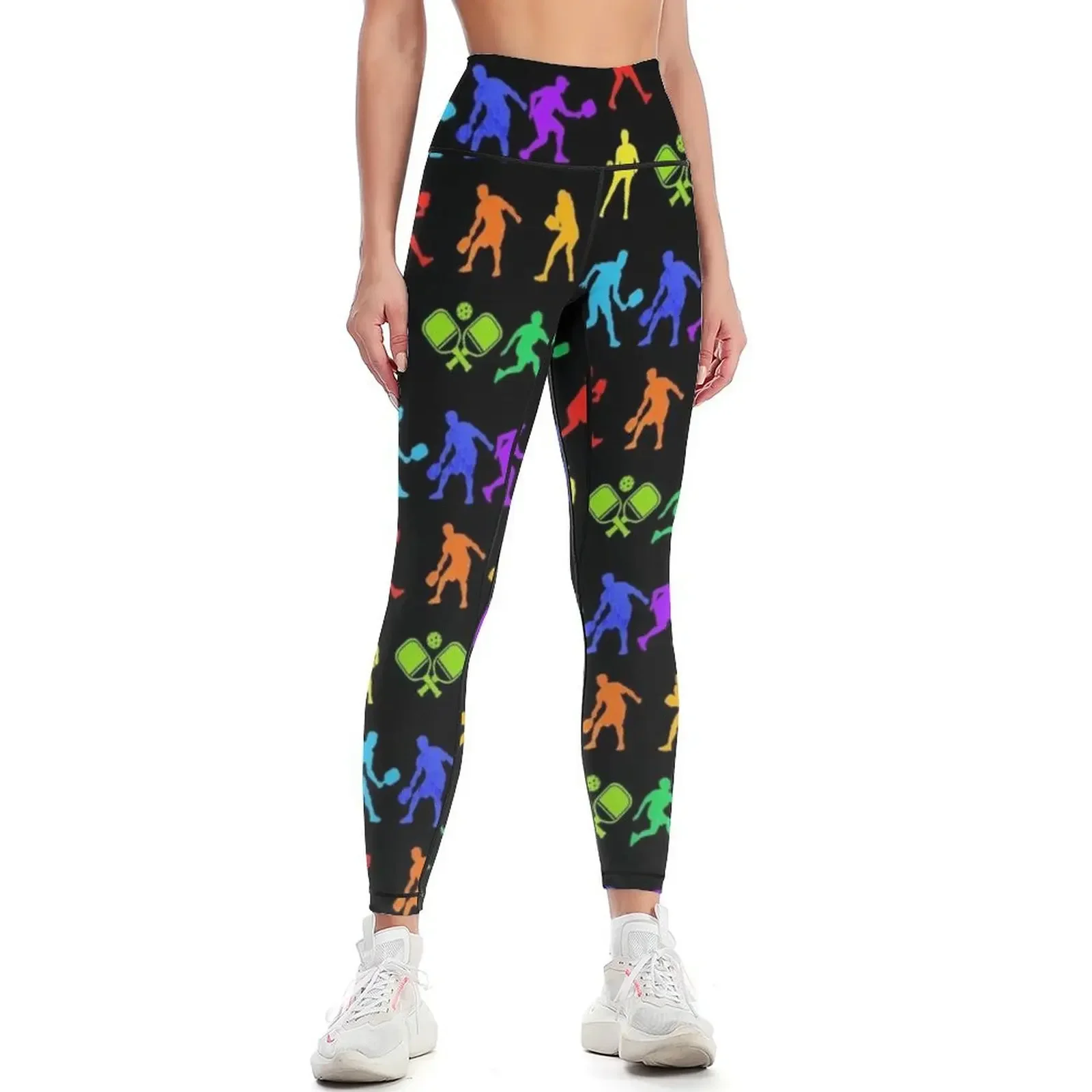 

Pickleball Retro Multicolor Art Leggings Women sports sporty woman push up gym clothing for girls Womens Leggings