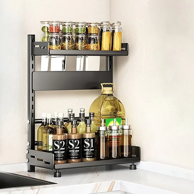 Kitchen Sink Holder Multipurpose Adjustable 2/3/4 Layer Cookware Storage Rack Counter Top Spice Rack, Knife Rack Space Saving