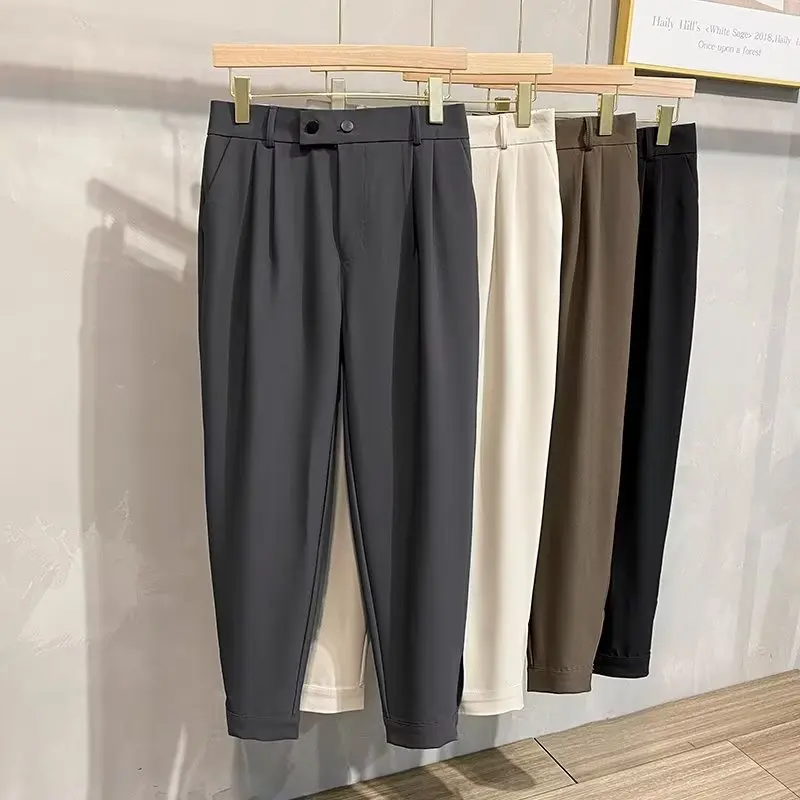 

Luxury Fashion Straight Men's Casual Pants Spring Summer New Korean Suit Pant Harem Business Formal Male Trousers Trendy Brand