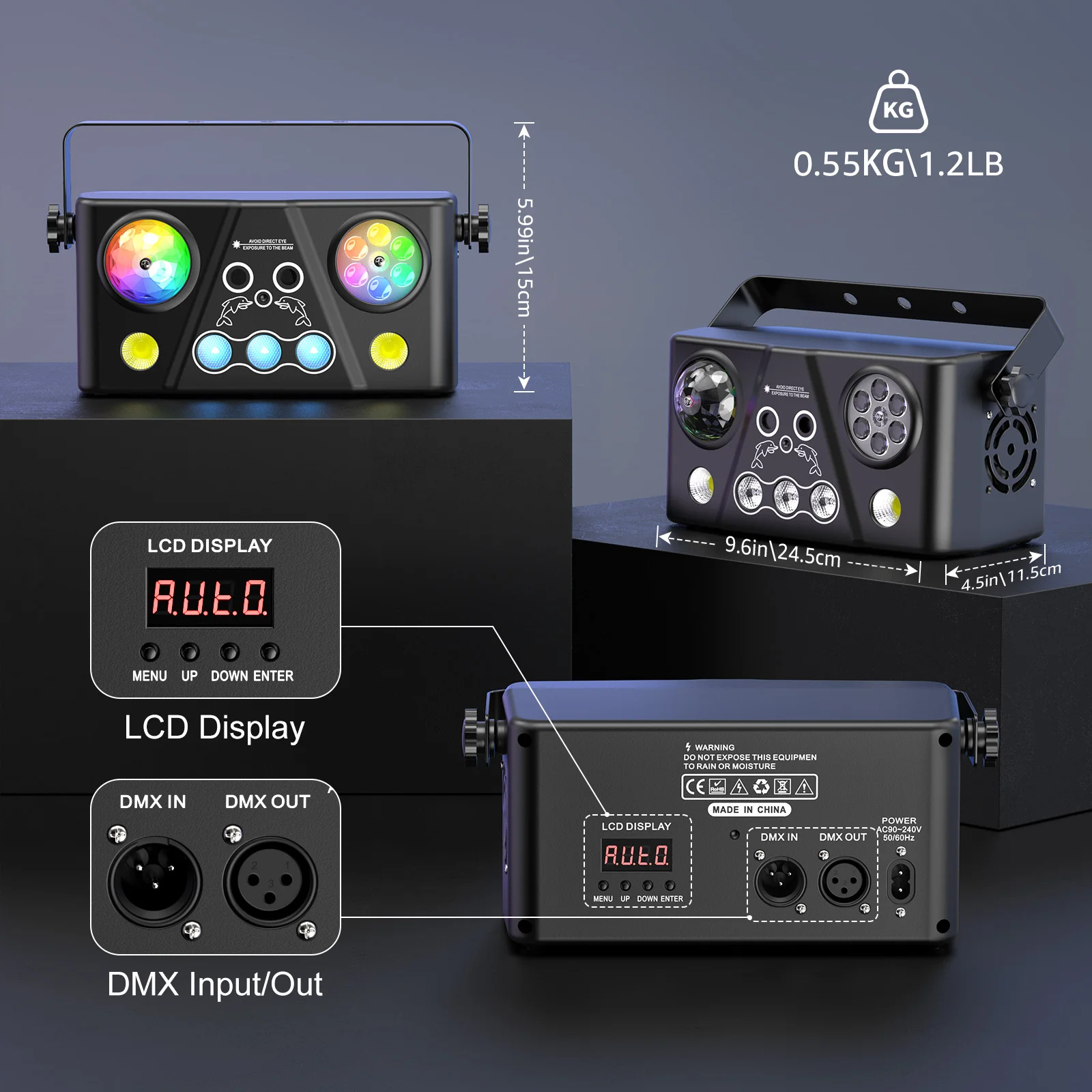 U'King 40W RGB LED Bee Eye Beam Effect Light 5IN1 Effect Disco Ball Dyeing Pattern Strobe DJ Light для дискотеки Party Stage Light