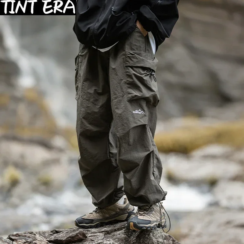 TINT ERA-pantalones Cargo de paracaídas para hombre, pantalón informal de gran tamaño para exteriores, impermeable, ropa de calle japonesa, Hip Hop