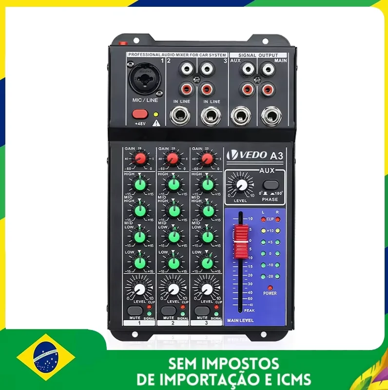 VEDO 3-Channel Professional Portable Sound Mixer Console Computer Input 48v Power Model Number Certification Origin Mixing A3