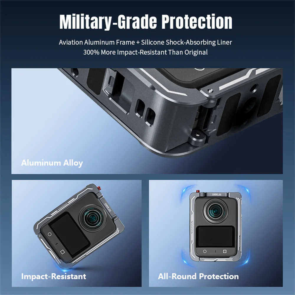 Gaiola de coelho de metal para dji osmo 360, proteção de liberação rápida, estrutura de suporte de tiro vertical, capa durável, acessórios de câmera