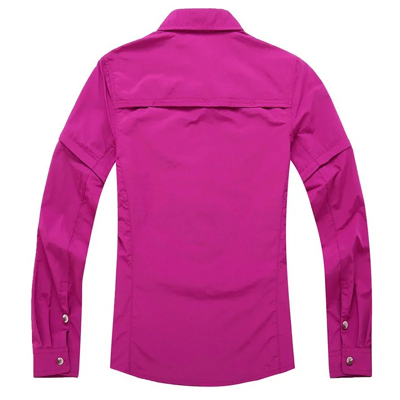 Camping Hiking Shirt Women Summer Outdoor Quick Dry Removable Mosquito Control Walking Travel Climbing Trekking Blouse