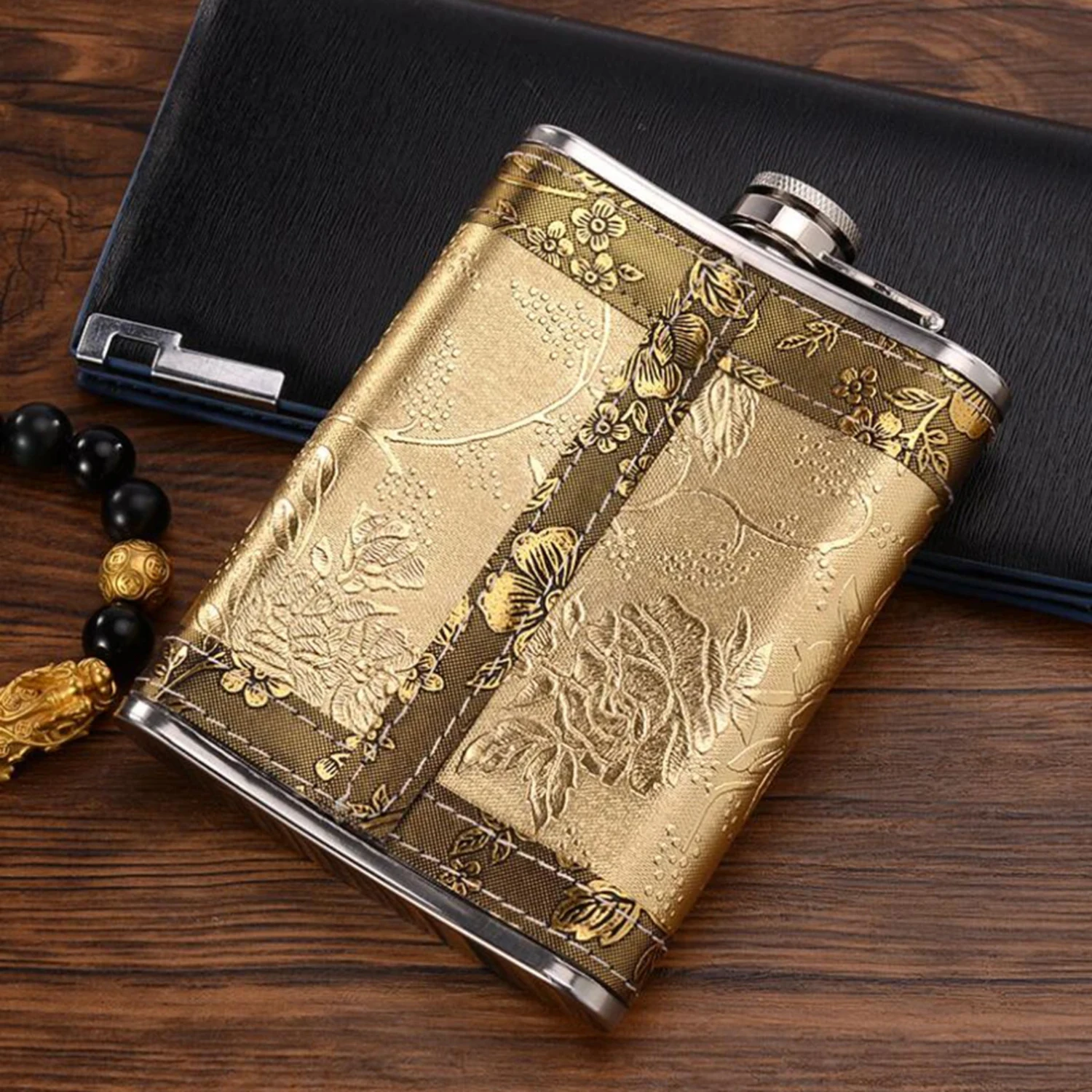 스테인리스 스틸 힙 플라스크 세트 8온스 주류용 휴대용 야외 여행용 흰색 스피릿 와인 포트 병 + 깔때기 + 컵