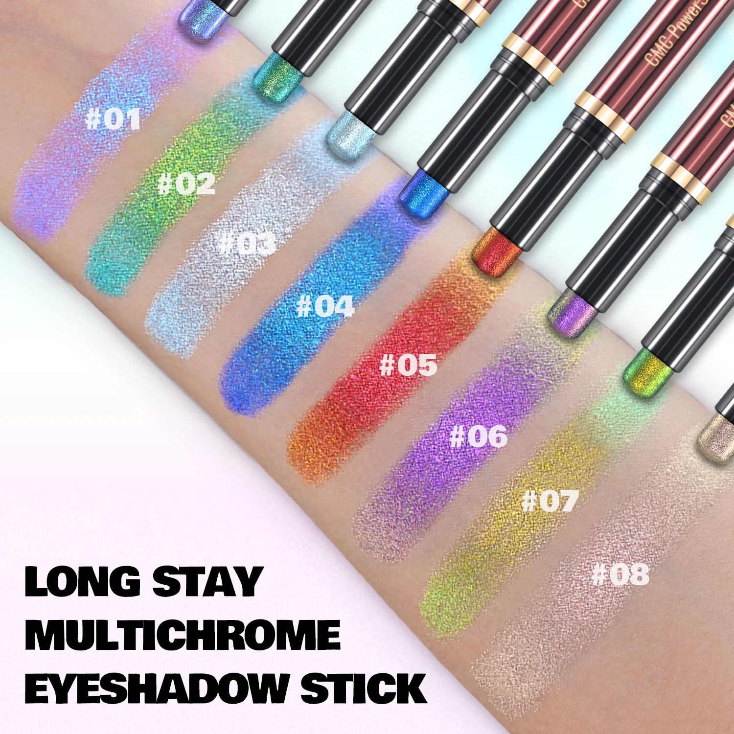 CHARMACY マルチクロームアイシャドウペンダブルヘッドマルチクロームアイシャドウグリッター目防水プロフェッショナル Maquillaje