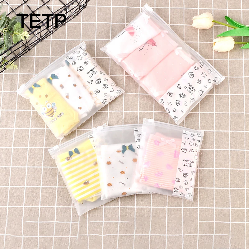 

TETP 100Pcs Frosted Mini Zipper Bags Home Travel For Panties and Socks Packaging Storage Display For Small Business Wholesale