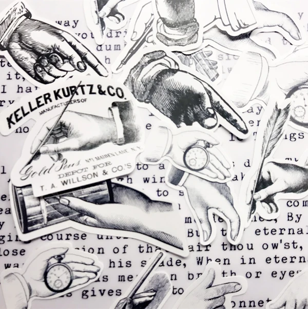 22 قطعة اليد خمر من ملصقات سيدة Vintage بها بنفسك ألبوم سكرابوكينغ غير المرغوب فيه مجلة سعيد مخطط ملصقات الزخرفية #2