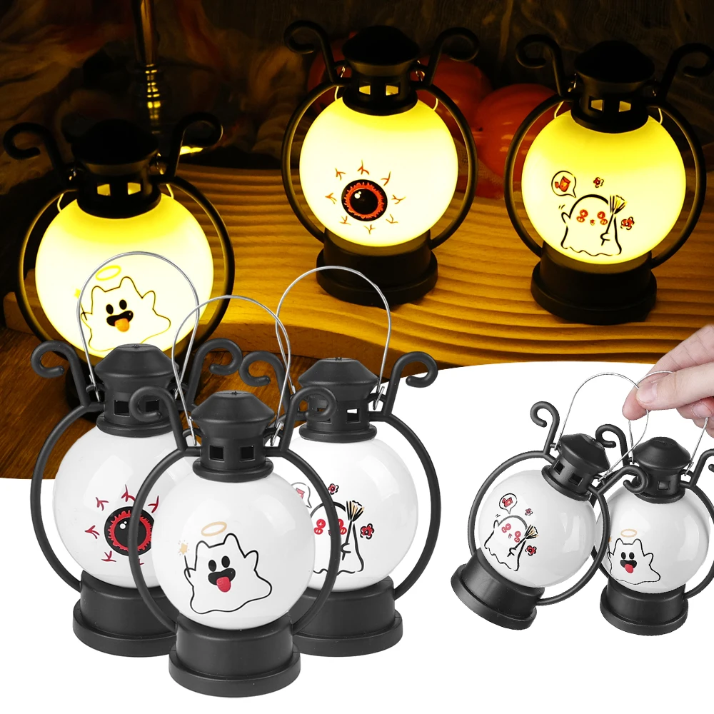 Halloween Mini Night Light Battery Powered Portable Windprooff Luminous Lantern Festival Party Halloween Home Crafts Decorations