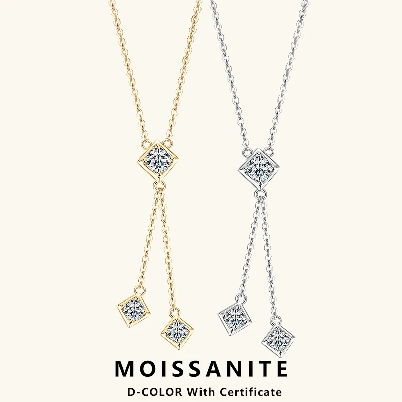 

Lnngy сверкающее ожерелье из муассанита 5 мм и 4 мм, стерлинговое серебро 925 пробы, кулон с кисточками, ожерелья для женщин, уникальный дизайн, ювелирные изделия, подарок