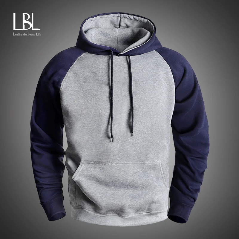 

Autumn Mens Patchwork Hoodies New Fleece Hooded Sweatshirts Men Casual Hoody Fashion Male Streetwear Cardigan Tracksuits