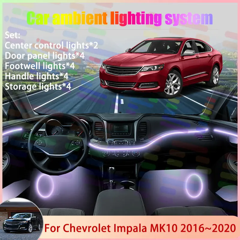 

Для Chevrolet Impala MK10 2016 ~ 2020 2017 2018 6/18 в 1 автомобильный атмосферный светильник RGB абажур ансамбль стример атмосферный набор