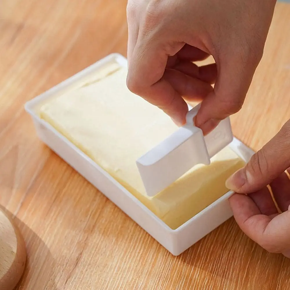 Practical Plastics Butter Cut Storage Box Dustproof Fresh-keeping Butter Dish Reusable with Cutter Slicer Butter Box Countertop