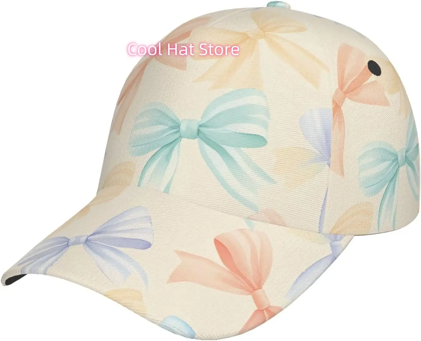 Cute Bows Pattern Baseball Cap Adjustable Cotton Baseball Hat for Sports, Outdoor, Travel Gifts for Men Black
